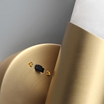 Бра с вытянутым цилиндрическим плафоном из белого алебастра на круглом основании Латунь Cryptocrystalline Stone варинант исполнения - 3 | Loft Concept в Казани