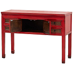 Деревянная консоль в китайском стиле с ящиками и дверцами красная Chinese Console Table варинант исполнения - 3 | Loft Concept в Казани