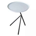 Столик приставной с круглой серой столешницей и черным основанием Round Stable Table варинант исполнения - 2 | Loft Concept в Казани