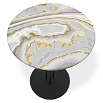 Стол журнальный с круглой столешницей из стекла Gray and Gold Marble варинант исполнения - 2 | Loft Concept в Казани