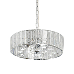 Люстра круглая на цепи цвета хром с прозрачными рельефными хрустальными пластинами Textured Glass Chandelier варинант исполнения - 1 | Loft Concept в Казани