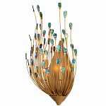 Бра настенное золотое с декором из бирюзовых элементов Peacock Tail варинант исполнения - 2 | Loft Concept в Казани