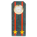 Часы погон ВС подарочные настольные из натурального камня Змеевик Military Clock варинант исполнения - 13 | Loft Concept в Казани