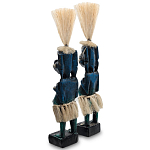Комплект из 2-х деревянных статуэток Asmat Straw Headdress Statuettes Dark Blue варинант исполнения - 2 | Loft Concept в Казани
