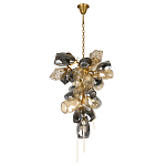 Люстра подвесная вытянутой формы с плафонами из стекла и металла с двумя вертикальными подвесками Gilded Mirage  варинант исполнения - 2 | Loft Concept в Казани