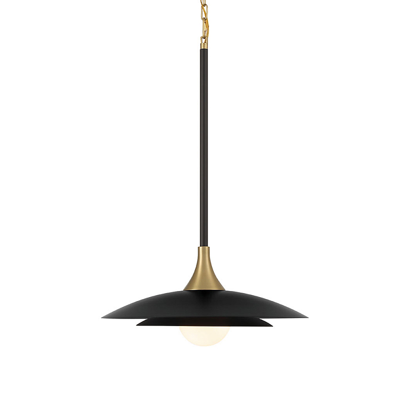 Подвесной светильник с плафоном в форме плоского купола и белой шарообразной лампой Eurofase Черный Белый Золотой в Казани | Loft Concept 