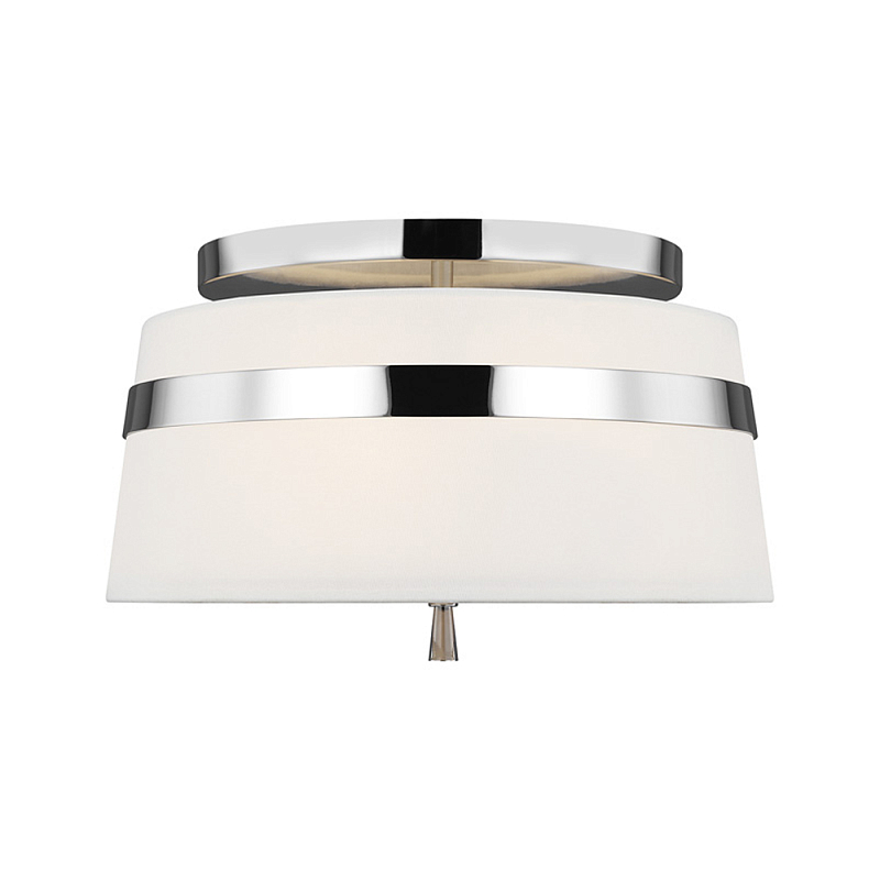 Потолочный светильник с белым тканевым абажуром Generation Lighting Никель Бежевый Белый в Казани | Loft Concept 