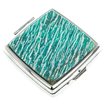 Таблетница карманная квадратная с 2-мя отделениями с зеркалом и накладкой из натурального камня Амазонит Silver Stone Pillboxes варинант исполнения - 1 | Loft Concept в Казани