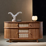 Дизайнерский комод овальный с фактурным фасадом и вставками из плетеных элементов Ambar варинант исполнения - 1 | Loft Concept в Казани