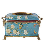 Салфетница прямоугольная голубого цвета с цветами и бабочками Blue Garden варинант исполнения - 1 | Loft Concept в Казани