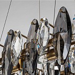 Люстра подвесная с овальными подвесками из стекла дымчатого цвета Harlow Crystal Round варинант исполнения - 3 | Loft Concept в Казани