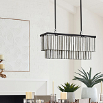 Люстра линейная прямоугольная с подвесками из натурального перламутра Nacre варинант исполнения - 5 | Loft Concept в Казани