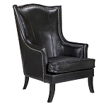 Кресло из натуральной кожи на 4-х деревянных ножках из массива бука Daniel Leather Armchair black варинант исполнения - 1 | Loft Concept в Казани