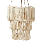 Трехъярусная люстра с подвесками из круглых деревянных бусин белая White Beads Three-tier Chandelier  варинант исполнения - 1 | Loft Concept в Казани