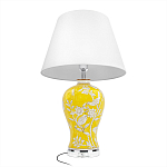 Настольная лампа желтая с изображением белых птиц Flight Among Acacia варинант исполнения - 3 | Loft Concept в Казани