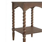 Приставной столик деревянный с резными ножками и нижней полкой Vintage Side Table Brown Wood варинант исполнения - 1 | Loft Concept в Казани