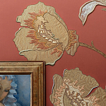 Обои с вышивкой ручной работы Deco Flowers Original colourway on wool sateen варинант исполнения - 2 | Loft Concept в Казани