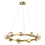 Люстра подвесная светодиодная с 9-ю круглыми плафонами коньячного цвета Iona Chandelier Brass  варинант исполнения - 1 | Loft Concept в Казани
