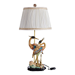 Настольная лампа с абажуром и основанием в виде двух цапель Porcelain Heron Lamp варинант исполнения - 1 | Loft Concept в Казани