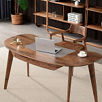 Стол рабочий округлой формы с ящиком  Working Moonnut Table варинант исполнения - 2 | Loft Concept в Казани