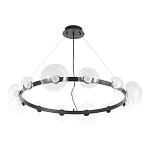 Люстра подвесная круглая с 12-ю прозрачными куполообразными плафонами и черным металлическим основанием Flos Wireline Lighting варинант исполнения - 2 | Loft Concept в Казани