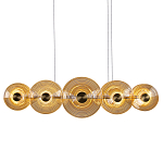 Люстра подвесная светодиодная со стеклянными плафонами янтарного цвета в форме дисков Savio Glass Disc варинант исполнения - 1 | Loft Concept в Казани