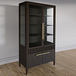 Витрина Primo со стеклянными фасадами и буфетом шпон Темный орех варинант исполнения - 3 | Loft Concept в Казани