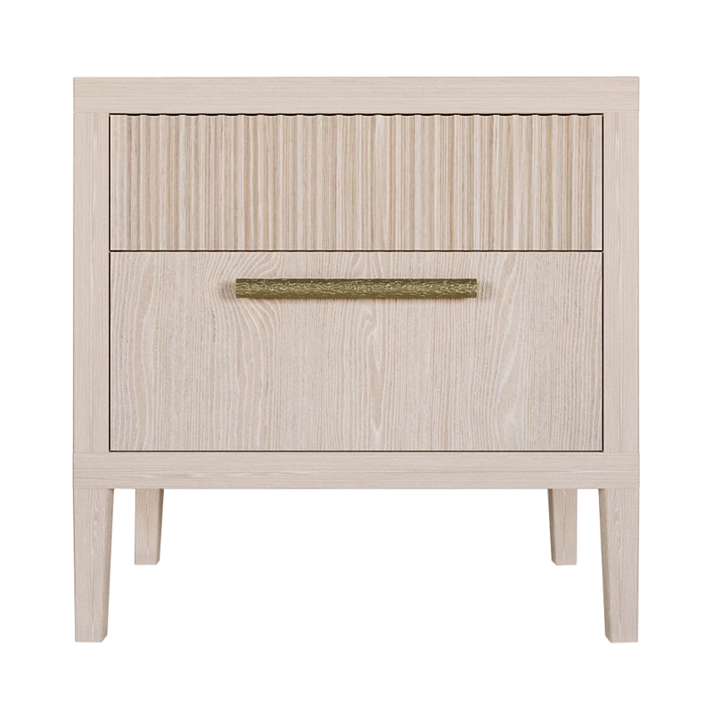 Прикроватная Тумбочка Primo с двумя ящиками Светлый дуб Древесина Золотой в Казани | Loft Concept 