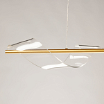 Люстра линейная золотистого цвета с двумя прозрачными волнистыми элементами Wave Line варинант исполнения - 4 | Loft Concept в Казани