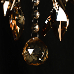 Люстра подвесная круглая с тканевым полупрозрачным абажуром и подвесками 4 лампы Gilded Elegance варинант исполнения - 7 | Loft Concept в Казани