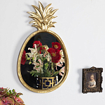 Зеркало овальной формы с золотистой рамкой и декоративной верхушкой в виде ананаса Pineapple Shine  варинант исполнения - 2 | Loft Concept в Казани