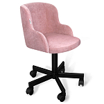 Стул с мягкой розовой обивкой из велюра и подъемно-поворотным механизмом на черных колесиках Harper Pink варинант исполнения - 1 | Loft Concept в Казани