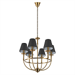 Люстра на металлическом основании бронзового цвета с 6-ю черными конусовидными абажурами Dignity варинант исполнения - 4 | Loft Concept в Казани