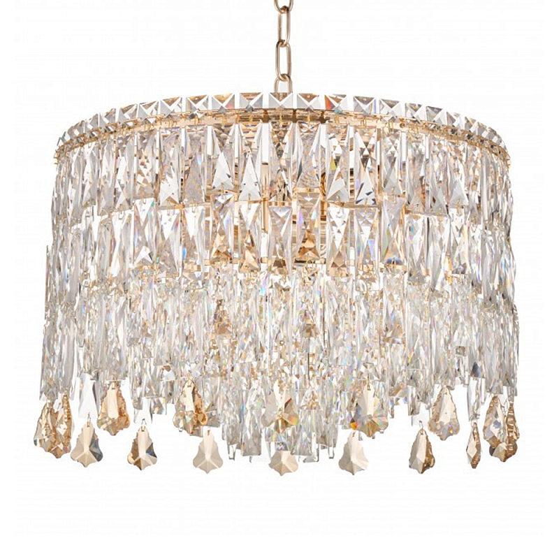 Люстра круглая с хрустальными подвесками на золотистом каркасе Roul Crystal Light Золотой Прозрачный Люстра круглая с хрустальными подвесками на золотистом каркасе Roul Crystal Light Золотой Прозрачный в Казани | Loft Concept