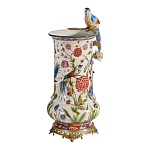 Ваза фарфоровая с птицей на бронзовой ветке и цветочной росписью Garden of Eden варинант исполнения - 2 | Loft Concept в Казани