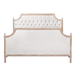 Кровать двуспальная светло-бежевая с основанием из массива дуба с мягким изголовьем Flax Beds варинант исполнения - 1 | Loft Concept в Казани