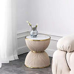 Дизайнерский журнальный стол фактурный с круглой белой столешницей Luler варинант исполнения - 1 | Loft Concept в Казани