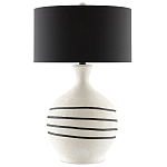 Настольная лампа фактурная с черными круговыми линиями на корпусе Recess варинант исполнения - 3 | Loft Concept в Казани