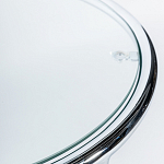 Приставной столик на серебристом основании с столешницей из стекла Noir варинант исполнения - 2 | Loft Concept в Казани