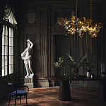 Люстра подвесная с 22-мя гранёными стеклянными плафонами с вертикальными подвесками Gilded Mirage  варинант исполнения - 9 | Loft Concept в Казани