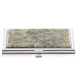 Визитница карманная металлическая с накладкой из натурального камня Апатит Stone Business Card Holders варинант исполнения - 1 | Loft Concept в Казани