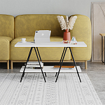 Стол журнальный с белой прямоугольной столешницей и полкой ESSEL WHITE варинант исполнения - 1 | Loft Concept в Казани