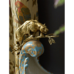 Чаша голубого цвета с оранментом и и бронзовыми фигурами леопардов Eden Garden варинант исполнения - 7 | Loft Concept в Казани