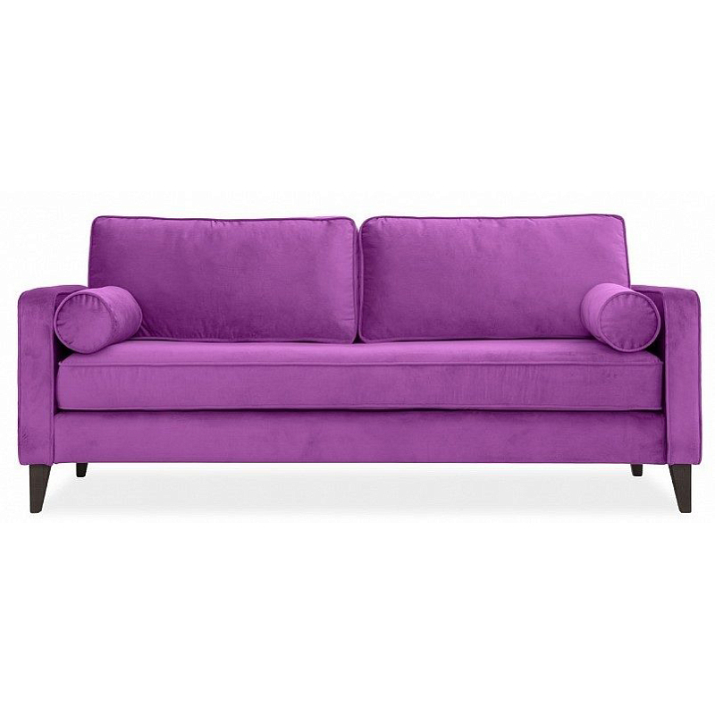 Диван бархатный с двумя подушками-валиками Simple Berry Sofa Лиловый Коричневый в Казани | Loft Concept 