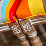 Стул бежевый в разноцветную полоску из натурального бука с изображением птиц и цветов Blooming Birds Colorful Stripes Chair варинант исполнения - 7 | Loft Concept в Казани