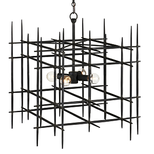 Люстра черная квадратной остроконечной формы Black Square