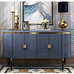 Дизайнерский комод синий глянцевый с золотыми ручками на 4-х дверцах Martin варинант исполнения - 2 | Loft Concept в Казани