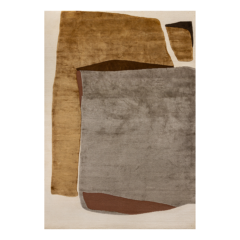 Ковер шелк Manhattan Wool Silk Carpet VII Серый Бежевый Коричневый Горчичный в Казани | Loft Concept 