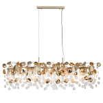 Люстра линейная с подвесками в форме монеток и золотистыми круглыми элементами из металла в виде лепестков FAIRYTREE Light варинант исполнения - 3 | Loft Concept в Казани