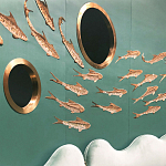 Обои с вышивкой ручной работы Deco Fish Original colourway варинант исполнения - 3 | Loft Concept в Казани